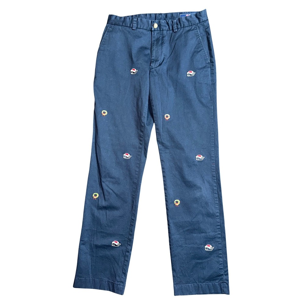 Vineyard Vines Navy Blue Holiday Embroidery Breaker Pants 30X32- 1P001033